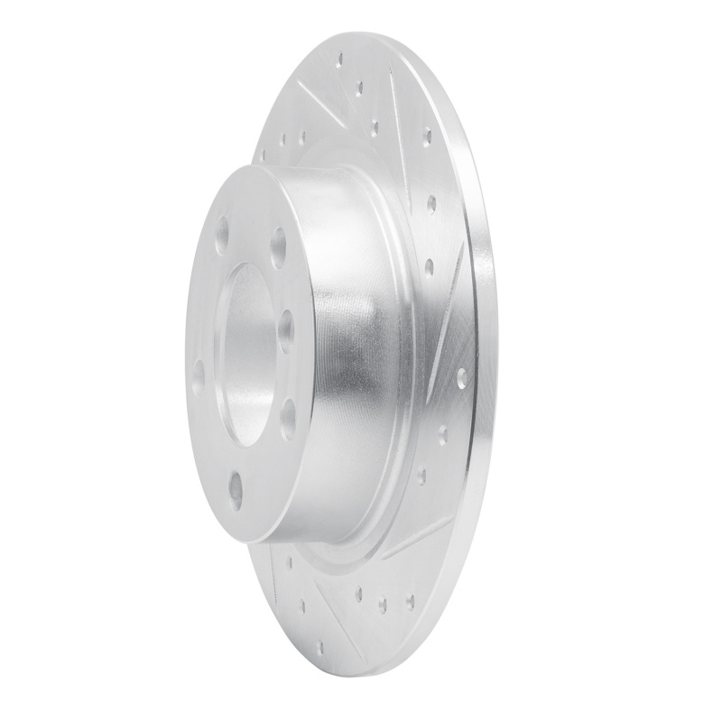 Mini Cooper Paceman Brake Rotor (1) - Rear Right - R1 Concepts - Drilled & Slotted - Silver - `11-`16